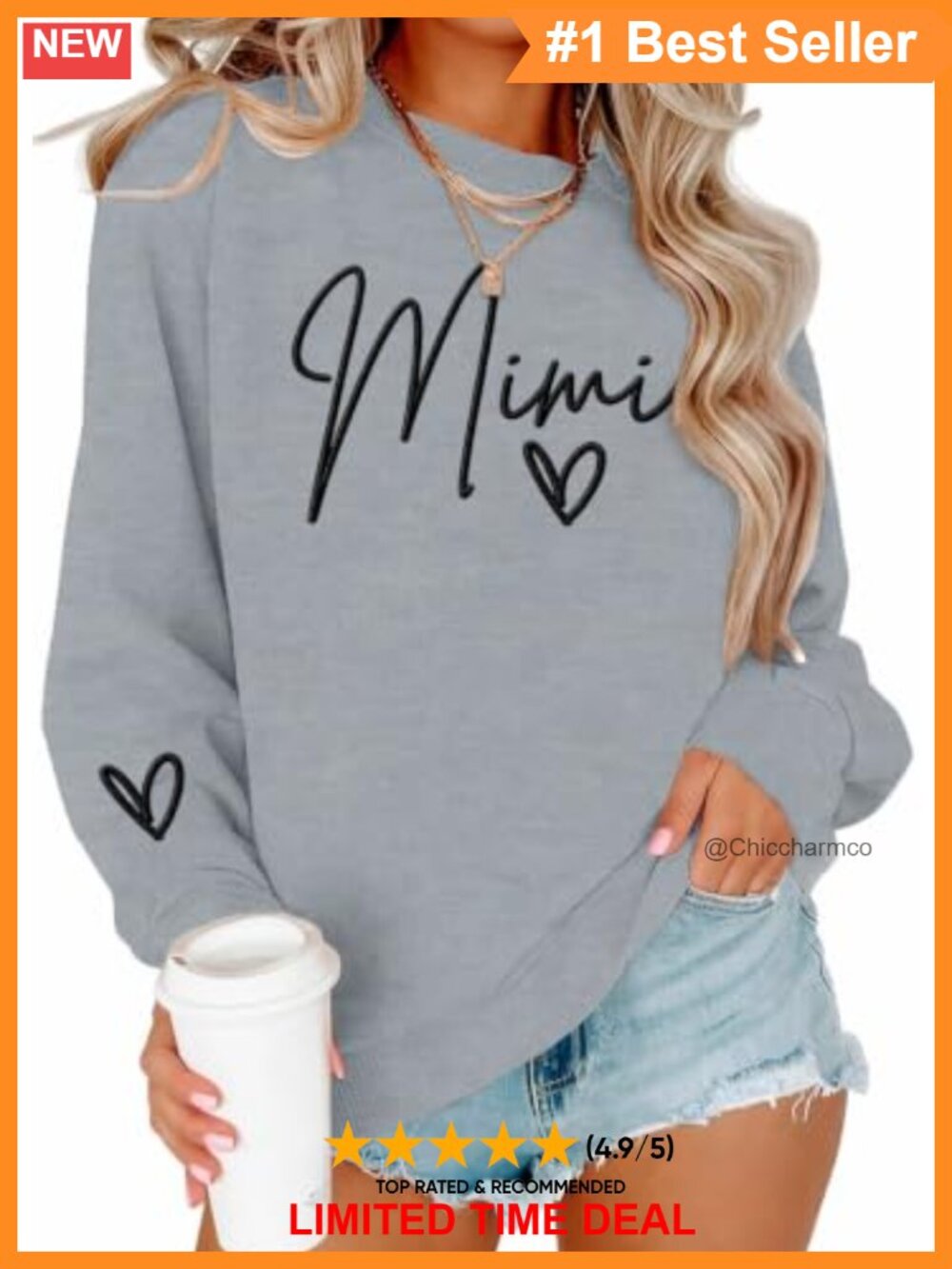 Nana Mimi Gigi Embroidered Crewneck Sweatshirt Cotton Blend Grandma Gift